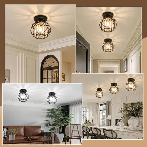 Miniatura 8 de Lámparas de techo para pasillo, montaje empotrado, E26, iluminación de techo con candelabro pequeño de cristal, iluminación interior para vestíbulo