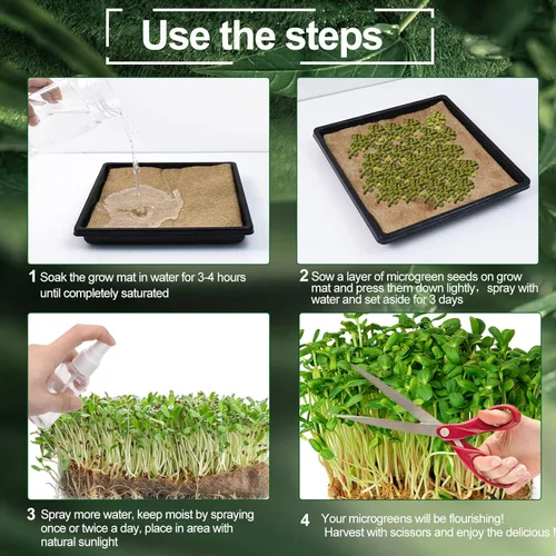 Miniatura 4 de Kit de 64 microverdes, almohadillas hidropónicas de germinación de 5 x 5 pulgadas, alfombrilla de cultivo microverde, producción orgánica