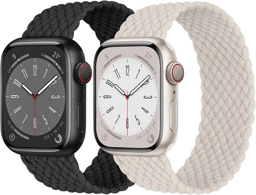 Miniatura 13 de Paquete de 2 correas trenzadas Solo Loop para Apple Watch de 1.575 pulgadas, 1.614 pulgadas, 1.654 pulgadas, 1.732 pulgadas, 1.772 pulgadas, 1.732