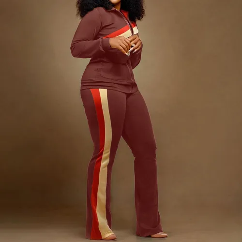 Miniatura 3 de DUOWEI Conjunto de ropa de esquí para mujer, ropa deportiva de moda, pantalones de dos piezas, conjunto de bolsillo, trajes de chándal para mujer