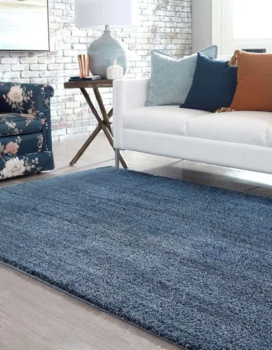 Miniatura 3 de Unique Loom Shaggy Chic Collection Alfombra de área, lanudo (2' x 3' 1", rectangular, azul arándano)