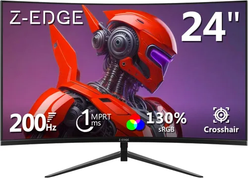 Z-Edge - Monitor de juegos curvo de 24 pulgadas, 180Hz 165Hz, Monitor de computadora curvo 1650R, FHD 1080P, Monitor curvo ultrarrápido MPRT 1ms,