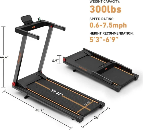 Miniatura 2 de DeerRun Cintas de correr para el hogar con inclinación y asas, cinta de correr plegable de 3.0 HP para espacios pequeños, máquina de correr plegable