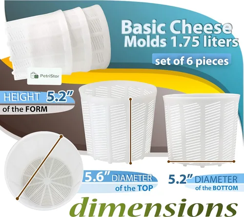 Miniatura 3 de PetriStor Molde de queso suave para hacer queso de 1.85 cuartos de galón, molde para hacer queso, molde en forma de queso crema, suministros caseros