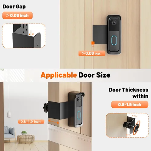 Miniatura 3 de Soporte para timbre Blink, 2ª generación, antirrobo, soporte para cámara de timbre Blink sin perforación con cubierta para lluvia, compatible