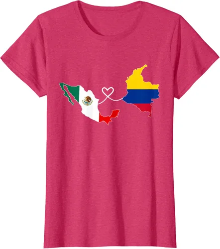 Miniatura 10 de Camiseta Half Colombian Half Mexican Flag Map DNA Mexico Colombia