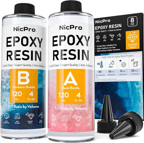 Miniatura 12 de Nicpro Kit de resina epoxi transparente de 1 galón, sin amarillamiento y sin burbujas, resina segura para alimentos para revestimiento y fundición