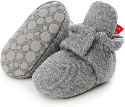 Miniatura 53 de Botines de forro polar para bebés, niños y niñas, pantuflas antideslizantes con agarre suave, zapatos de calcetín para recién nacidos, cuna