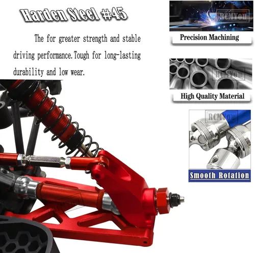 Miniatura 4 de Pieza de mejoras para 1/10 Vorteks/Granite/Senton 4x4 3S Blx Mega 550, amortiguadores RC, eje de transmisión, brazo de suspensión delantero y Rojo