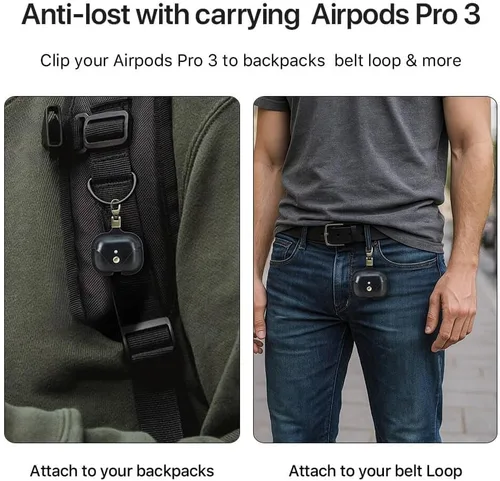 Miniatura 7 de Funda de cuero de repuesto Hiram para Airpods Pro 3 2025, Funda de viaje portátil de cuero vegetal adobado compatible con Airpods Pro 3, Fundas