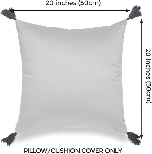 Miniatura 2 de Hofdeco Funda de almohada decorativa neutra solamente, para sofá, sofá o cama, borla sólida gris, 20 x 20 pulgadas