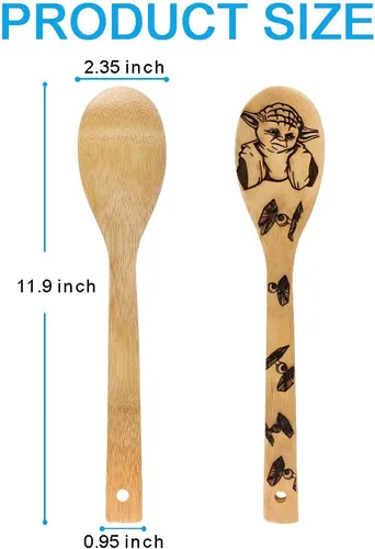 Miniatura 2 de Star War - Juego de Cucharas de Madera Quemadas, Idea de Regalo, Utensilios de Cocina y Servir, Bambú Natural, Regalos para Estreno de Casa, Cuchara