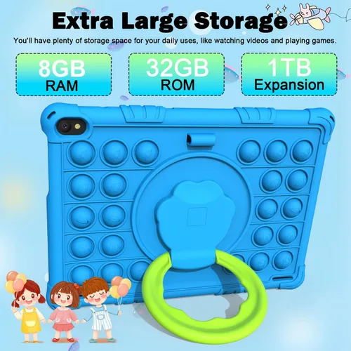 Miniatura 4 de Tablet Android 15 para niños, tabletas de 10 pulgadas para niños, 8 GB RAM 32 GB ROM 1 TB expandible, tableta para niños pequeños con control