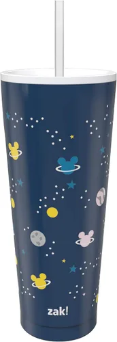 Miniatura 15 de Zak Designs Disney Minnie Mouse - Vaso de viaje de acero inoxidable con aislamiento al vacío con tapa a prueba de salpicaduras, incluye popote
