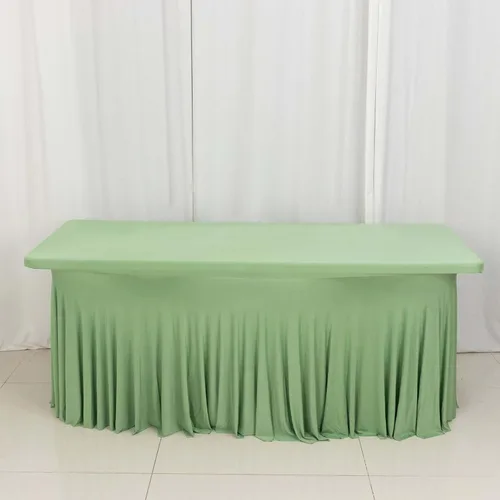 Miniatura 10 de Efavormart - Falda de mesa rectangular de una pieza de elastano de 6 pies, color negro, con volantes