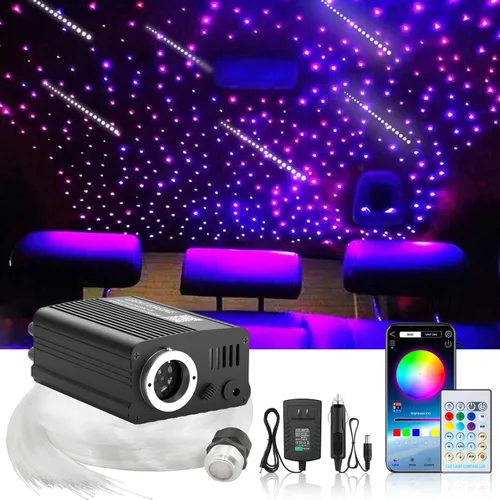 Twinkle & Meteor Kit de Cielo Estrellado para Coche 0.03 pulgadas x 9.8 pies, 750 hebras para decoración ambiental de interiores, motor de luz de