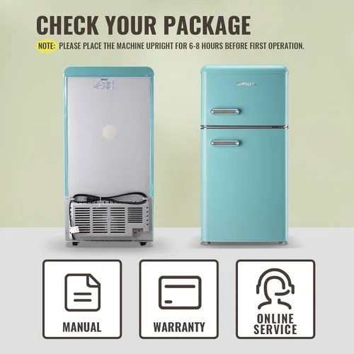 Miniatura 9 de DEMULLER Mini refrigerador retro de 3.5 pies cúbicos con refrigerador pequeño de doble puerta con congelador superior y estante para huevos y 7