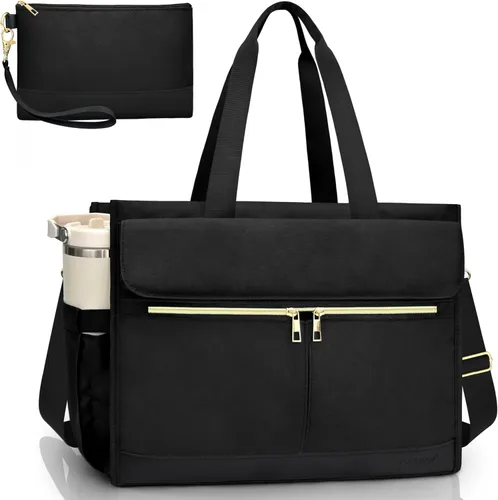 Bolsa para laptop para mujer, bolsa de trabajo de 15.6 pulgadas con compartimentos, bolsa de enfermera, profesora, bolso de oficina grande y ligero