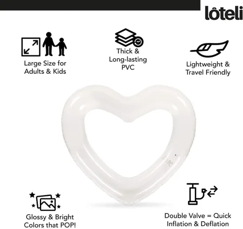 Miniatura 2 de LOTELI - Flotadores de piscina con forma de corazón originales para adultos, más gruesos y fuertes, flotadores inflables grandes para fiestas