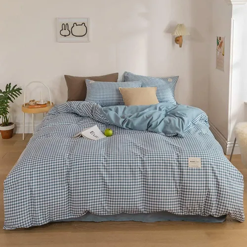Juego de cama King (86"x94" - Juego de cama de 4 piezas en Color helado, el juego de cama incluye edredón, sábana y funda de almohada. Azul