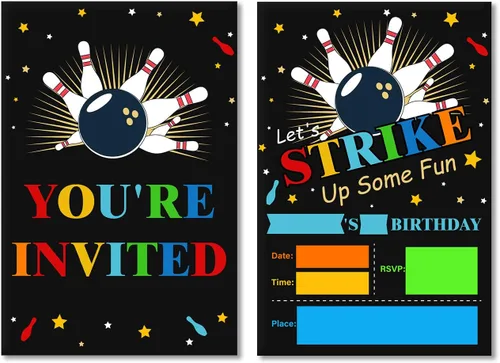 Miniatura 10 de Soiceu Invitaciones de cumpleaños de neón para adolescentes y niños con sobres, juego de 20