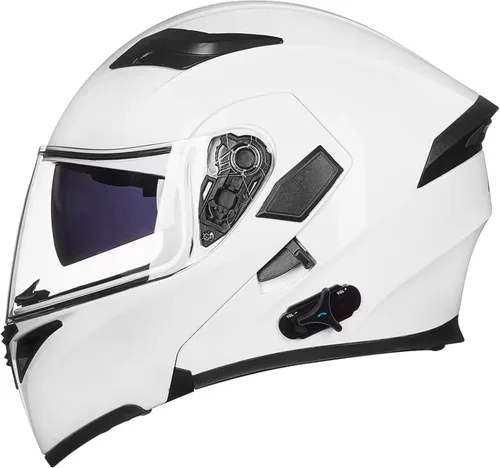 Miniatura 12 de ILM - Casco de motocicleta con Bluetooth, modular, abatible, de cara completa, doble visera, MP3, intercomunicador, radio FM, aprobado por el DOT