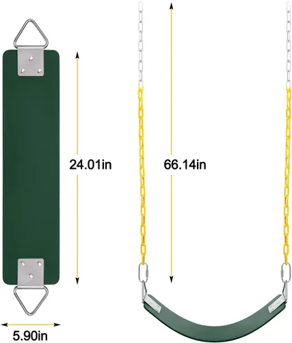 Miniatura 6 de AGPTEK Juego de columpio, asiento con cadenas antioxidantes de 66 pulgadas con revestimiento termoplástico, soporta 250 libras, accesorios de cojín