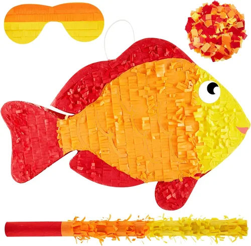 Miniatura 15 de Lewtemi Decoraciones de Fiesta de Piñata con Palo, Venda para los Ojos y Confeti para Decoraciones de Fiesta, Centro de Mesa, Accesorio para Fotos