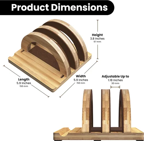 Miniatura 2 de Kothar Soporte vertical de madera prémium para laptop, soporte de bambú ajustable de doble ranura para MacBook, Dell, HP y más Organizador