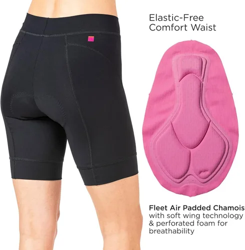 Miniatura 2 de Terry Breakaway Cycling Shorts for Women, 8.5 Inch Inseam, Elastic-Free Breathable Moisture Wicking Padded Bike Shorts