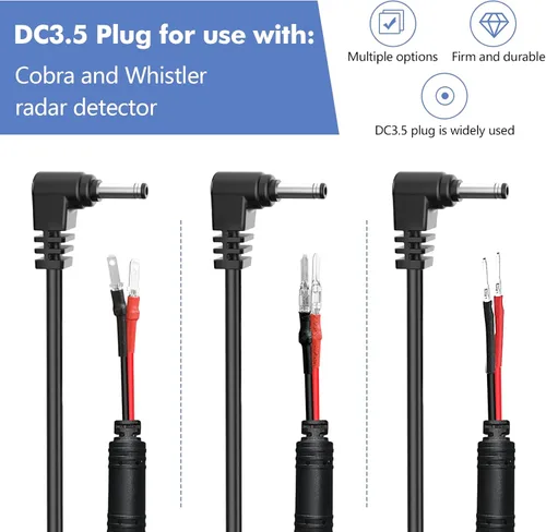 Miniatura 2 de Cable de alimentación para detector de radar, cable de enchufe de espejo retrovisor, con soporte de fusibles en línea, adecuado para Uniden Escort