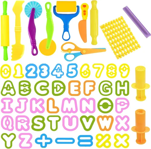 Miniatura 9 de Juego de herramientas de plastilina, 18 piezas de juegos de plastilina para niños de 4 a 8 años, accesorios creativos de plastilina con cortadores