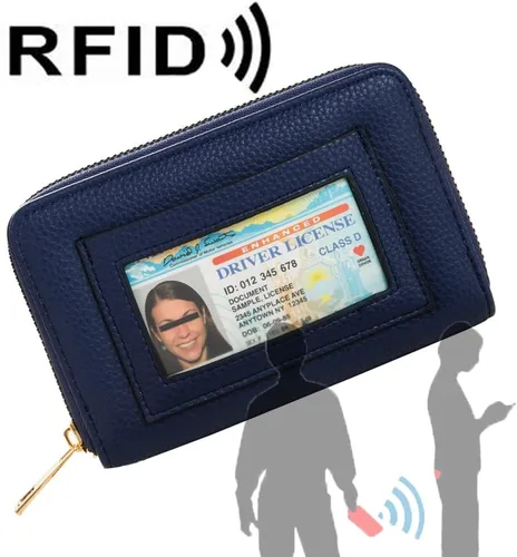 Miniatura 5 de FACAI Cartera de pulsera RFID para mujer con ranuras para tarjetas de crédito, cartera de viaje, marino, Classic