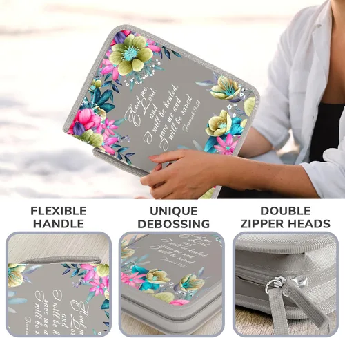 Miniatura 41 de DEHITE Funda para la Biblia para mujer, fundas de tela prémium para la Biblia para niñas, bolsa de transporte para mujer, ranuras para bolígrafos