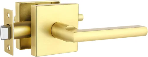 Miniatura 9 de Paquete de 1 pomo de puerta dorado, manija dorada para puerta interior con acabado de latón satinado, manijas de puerta de privacidad