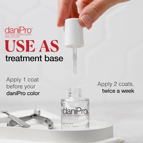 Miniatura 4 de daniPro Esmalte de uñas transparente formulado por doctores, 0.5 onzas, capa base de uñas con ácido undecilénico, vitaminas y biotina para uñas más