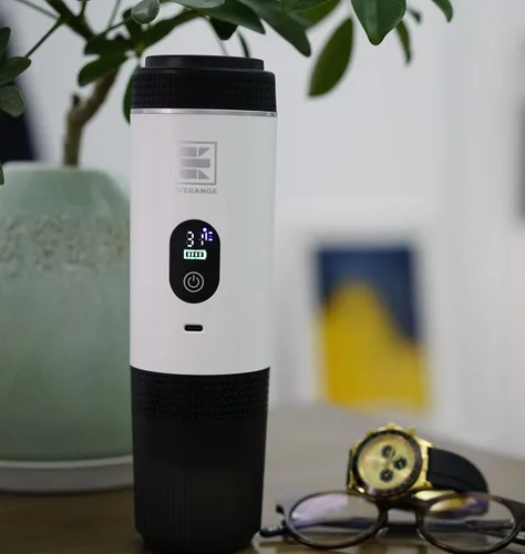 Miniatura 5 de Cafetera eléctrica portátil de espresso, cafetera de viaje compatible con café molido y cápsulas NS (Blanco con pantalla LCD)