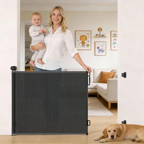 Puerta de seguridad retráctil, puerta temporal para mascotas/perros/gatos, puerta temporal de seguridad para bebés, para puertas y escaleras, se