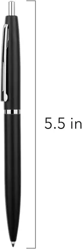Miniatura 2 de Unibene Paquete de 6 bolígrafos negros y plateados, tinta negra de punta media de 0.039 pulgadas con 6 recambios de acero inoxidable para negocios