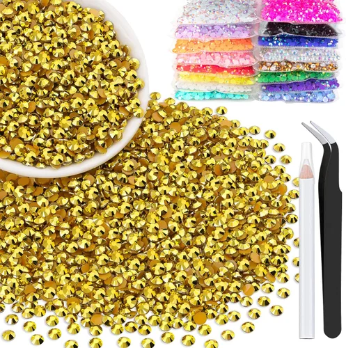 Miniatura 17 de 5000 piezas de diamantes de imitación de resina de 0.118 pulgadas a granel, color verde oscuro AB con parte trasera plana, diamantes de imitación