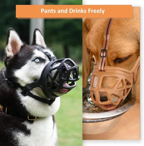 Miniatura 4 de BARKLESS Bozal para perro, bozal de cesta para morder, masticar y hurgar, cubierta bucal humanitaria tipo jaula, perfecto para aseo y entrenamiento