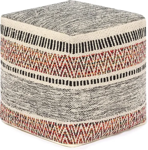 Miniatura 9 de REDEARTH · Puf acolchado otomano con relleno texturizado, cubo de almacenamiento, puf de asa, reposapiés para sala de estar, dormitorio, guardería