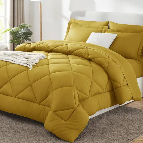 Miniatura 29 de CozyLux - Juego de edredón en una bolsa, para dormitorio universitario, todas las estaciones, edredón, sábanas y fundas para almohada y decorativas
