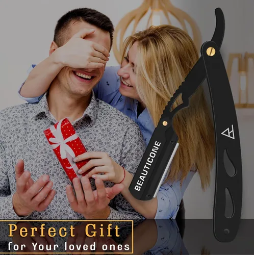 Miniatura 7 de Beauticone Navajas rectas para hombres, navaja de borde recto, 100 cuchillas de un solo filo, acero inoxidable, navaja de barbero para el afeitado
