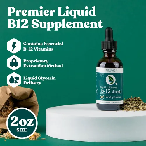 Miniatura 2 de Rejuvica Health Suplemento líquido activo B-12 B12, apoya la energía y un sistema nervioso saludable - Práctico gotero líquido que absorbe