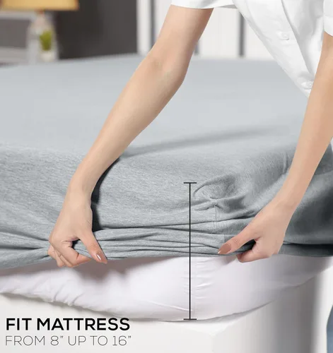 Miniatura 3 de Utopia Bedding Juego de sábanas tamaño individual – Sábanas de punto de jersey de 3 piezas – Algodón – Sábanas elásticas suaves para camiseta Gris