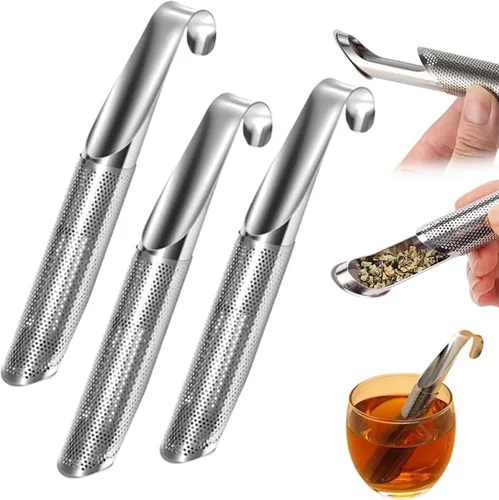 Miniatura 3 de Infusor de té, colador de té de hojas sueltas con asa de gancho colgante, bolsas de acero inoxidable para hojas sueltas, artefacto creativo de tubo