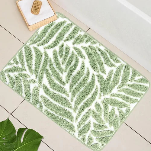 Miniatura 7 de Alfombra de Baño Azul - Alfombra de baño azul oscuro pequeña con hojas tropicales, antideslizante, lavable, para suelo de baño, bonita alfombra