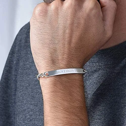 Miniatura 4 de MyNameNecklace Pulsera de identificación Amigo personalizada con inscripciones personalizadas, regalo de joyería para hombres, él, nombres