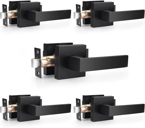 Miniatura 8 de Probrico Manijas de Puerta Negras Planas de Servicio Pesado Palancas Cuadradas de Privacidad para Puertas Interiores Manijas de Puerta para Negro